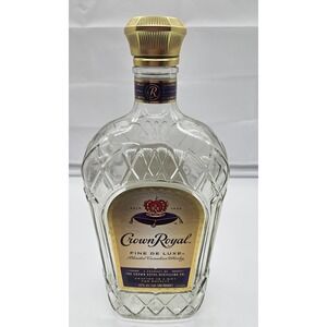 Crown Royal Fine De Luxe Empty 1.75L Glass Bottle with Gold Cap Bar Decor DIY